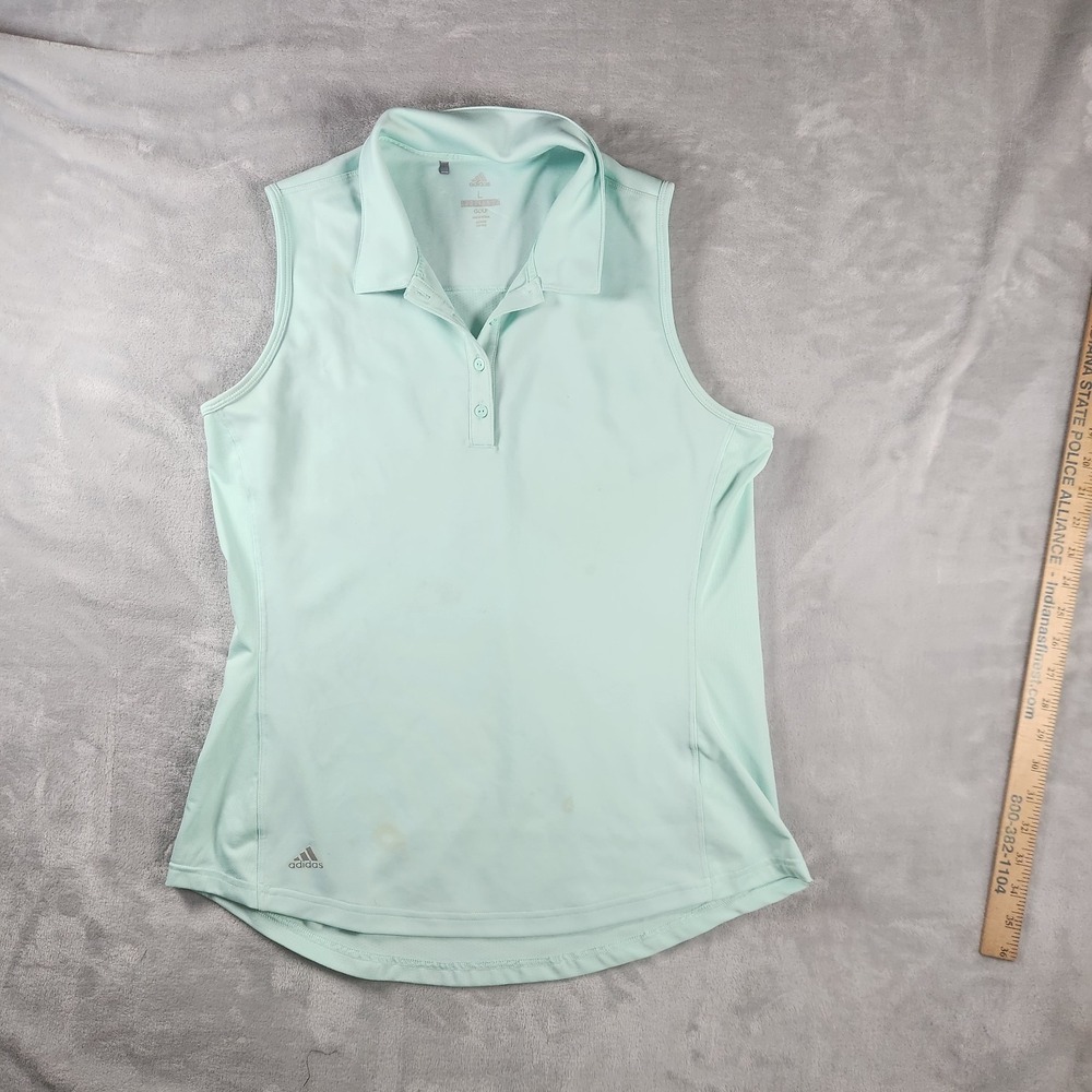 Adidas Golf Climacool Sleeveless Polo Shirt Women's Large Teal Performance Top